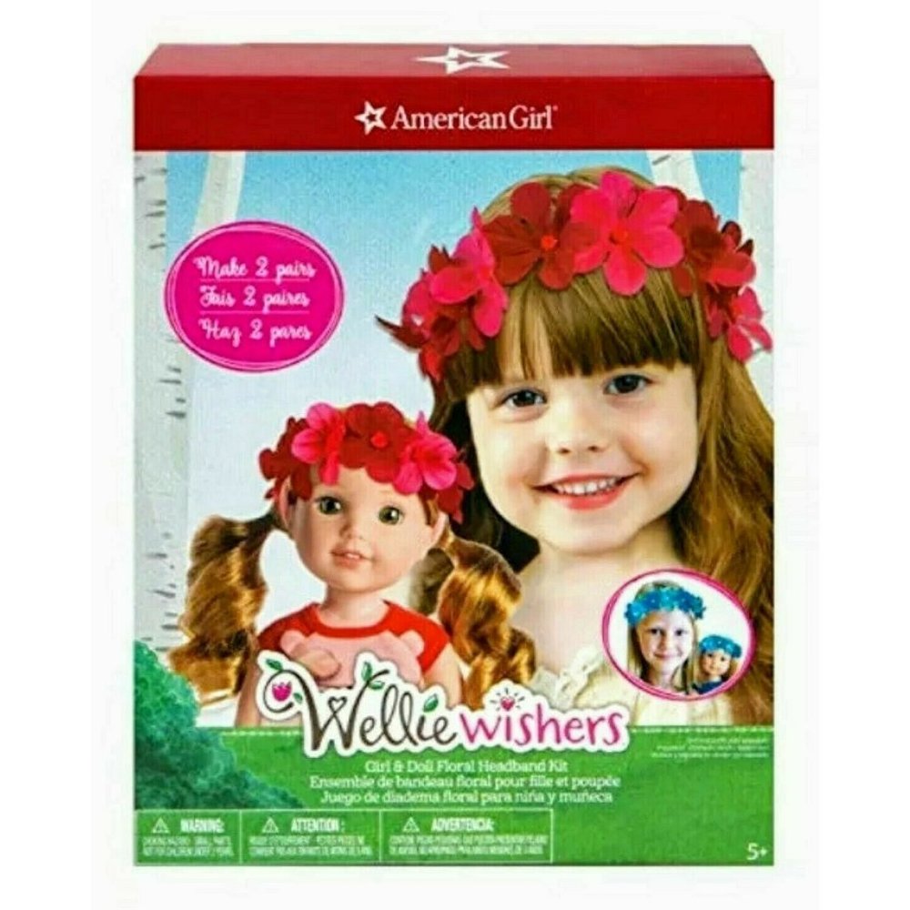 American Girl Wellie Wishers Girl & Doll Floral Headband Kit New In Box